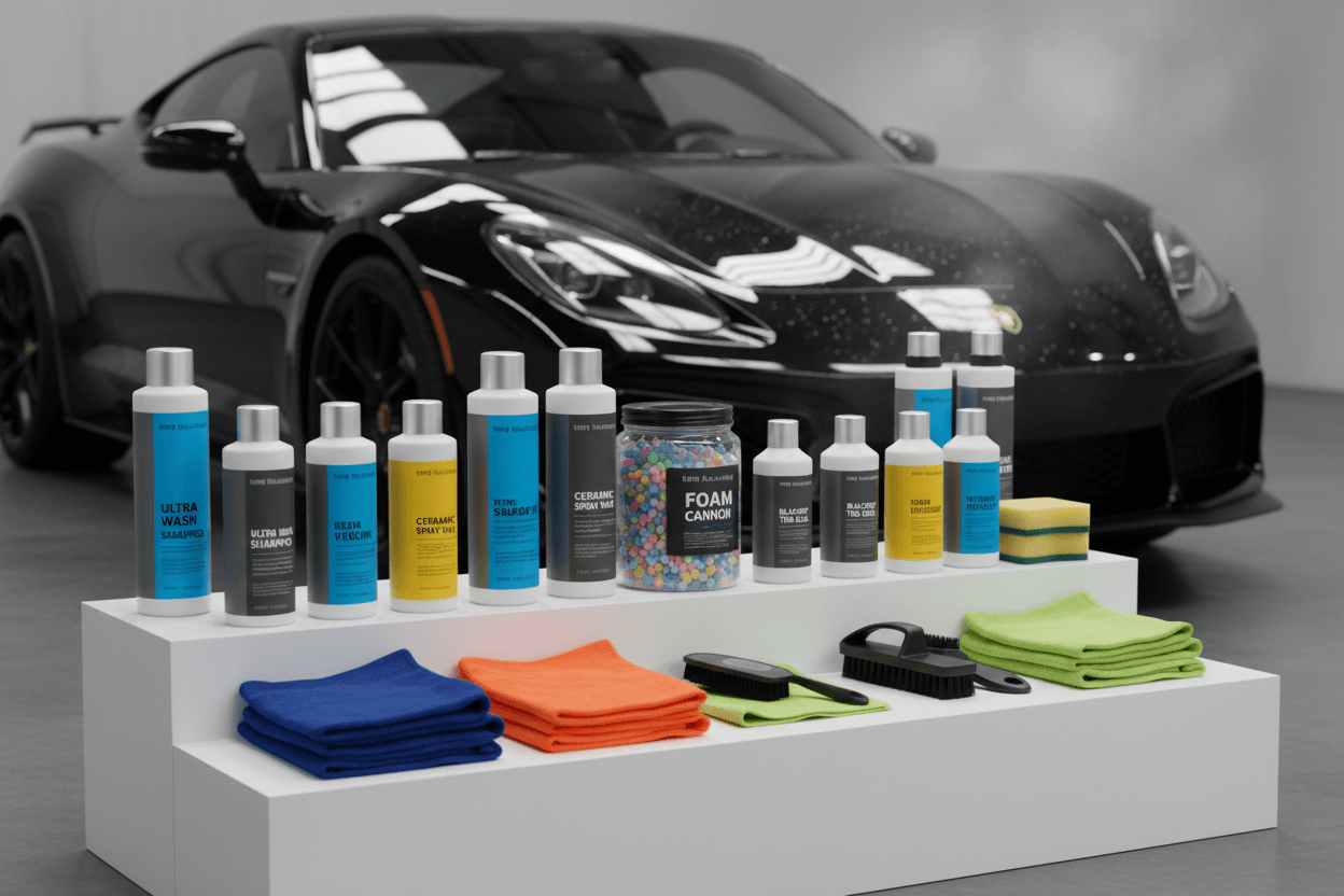 Car care products including coating spray and foam car cleaner for effective vehicle maintenance.