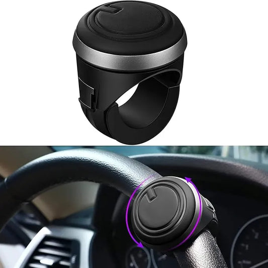 Black car cup holder and steering wheel mount on a white background