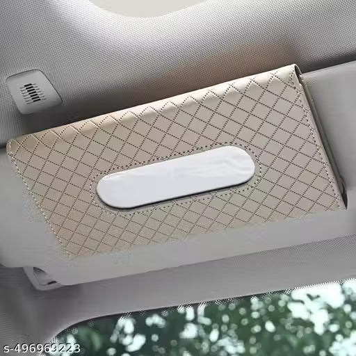 Luxury Car Tissue Paper Holder with a beige and white textured tissue holder