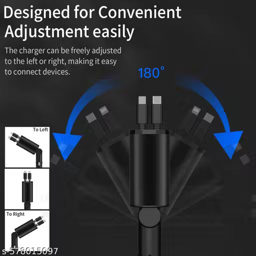 Black adjustable charger with blue arrows indicating left and right directions on a dark background.