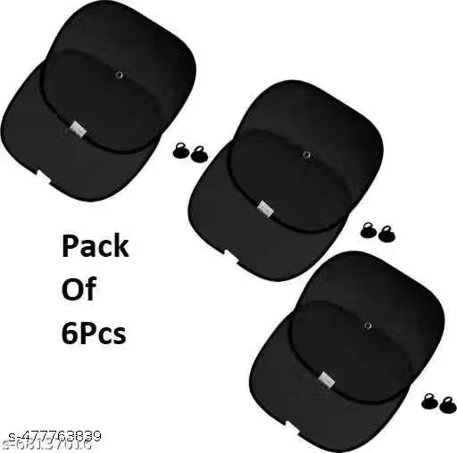 Window Sun Shade-Pack of 6 black car seat covers on a white background