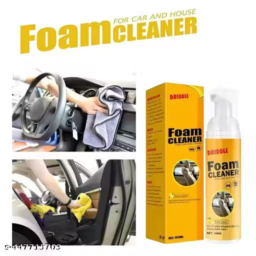 Foam cleaner for car and house with spray bottle and packaging on a white background