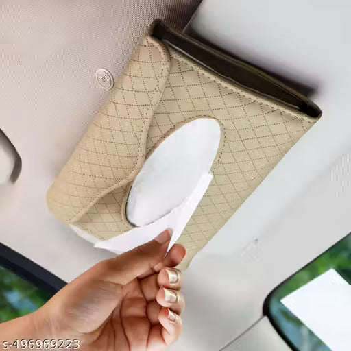 Luxury Car Tissue Paper Holder with a hand reaching for a tissue inside a car.