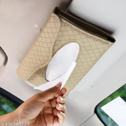 Luxury Car Tissue Paper Holder with a hand reaching for a tissue inside a car.