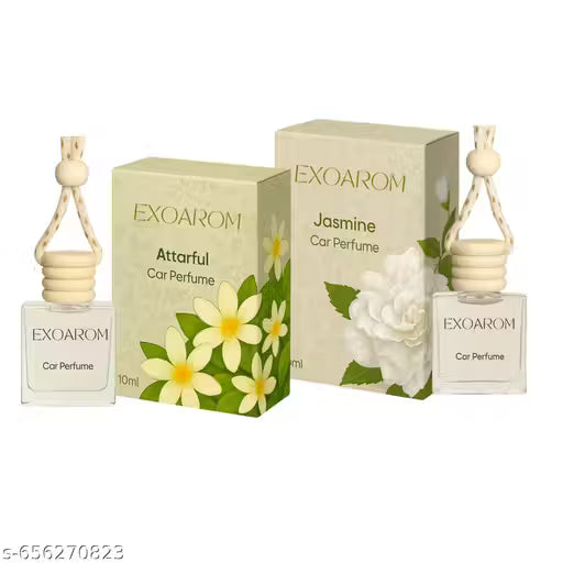 Car Perfume Diffuser-Exoarom car perfume set with packaging on a white background