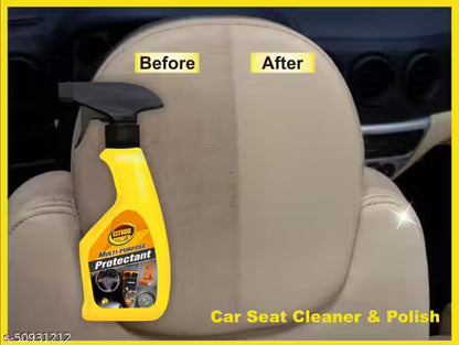 Car Cleaning & Shining Combo-Car seat cleaner and polish bottle with 'Before' and 'After' comparison on a car seat.