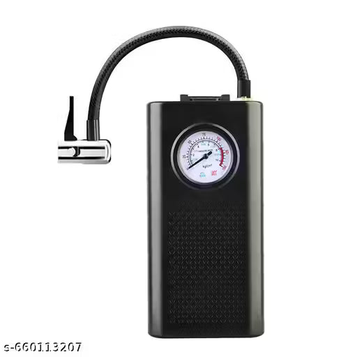 Black tire inflator with a gauge on a white background