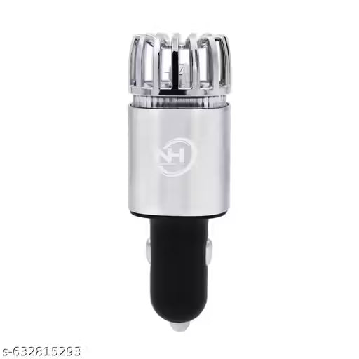 Car Air Purifier & Ionizer with Dual USB Charger – Compact Cabin Freshener (Black)