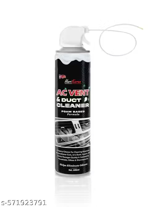Car air vent and duct cleaner spray can on a white background