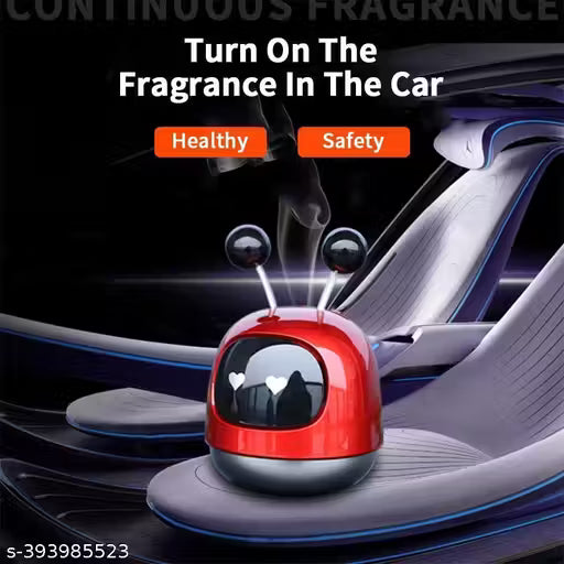 Mini Robot Car Perfume-Car air freshener with red and black design in a car interior, promoting healthy and safety.
