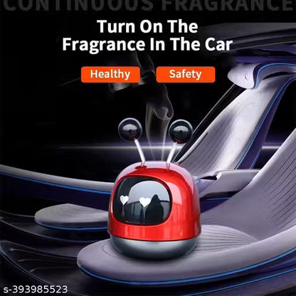 Mini Robot Car Perfume-Car air freshener with red and black design in a car interior, promoting healthy and safety.